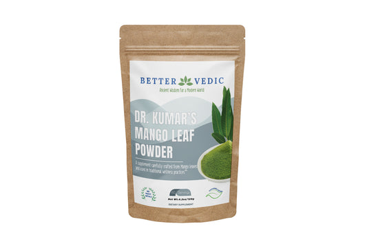 Front of Dr. Kumar's Mango Leaf Powder package